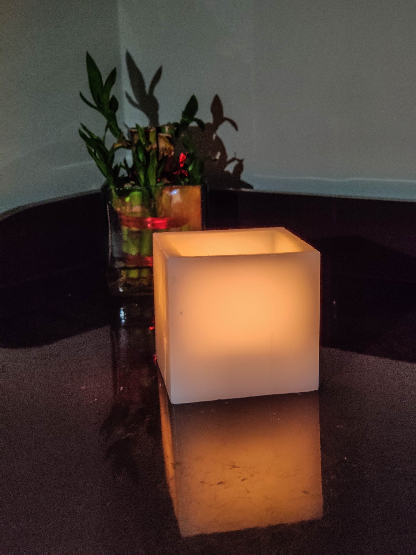 AuraDecor 3*3*3 Inch White Hollow Square Candle
