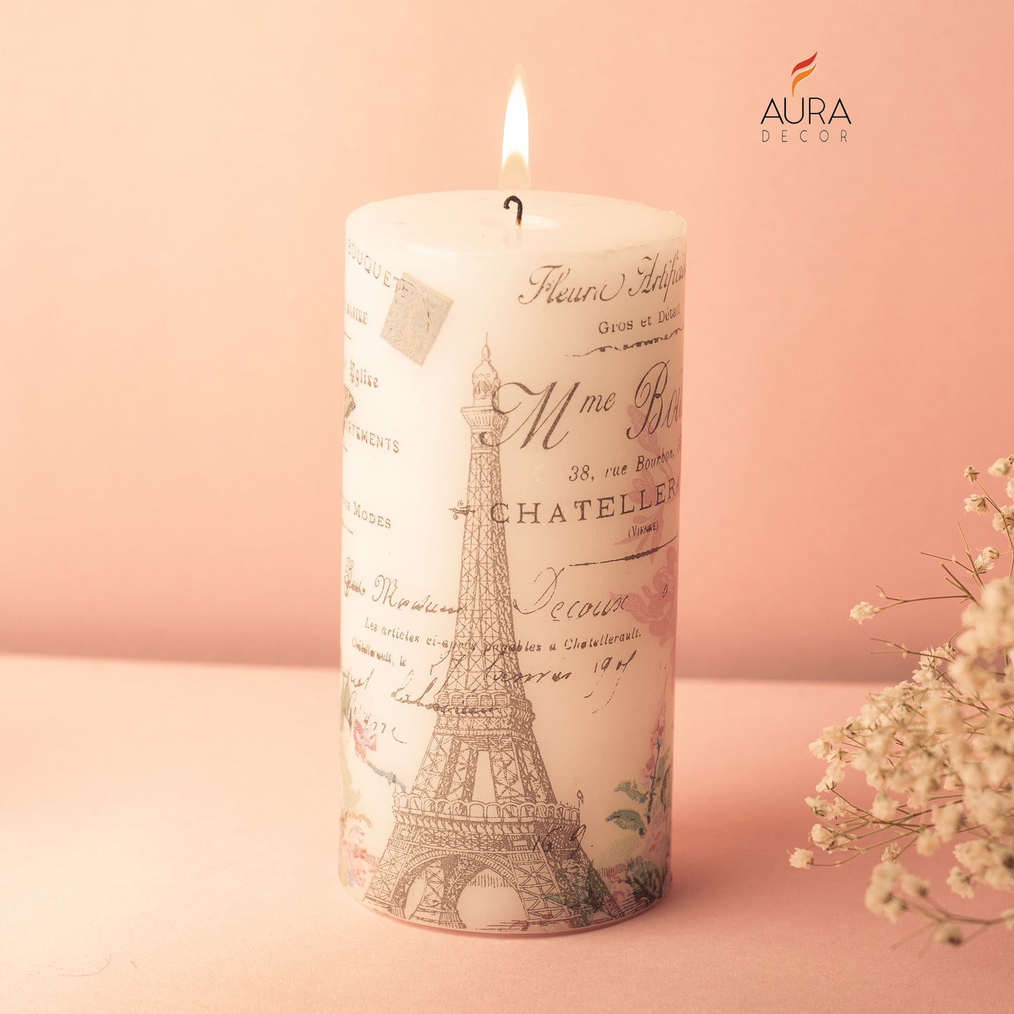 AuraDecor Eiffel Tower Candle ( Paris Decor )
