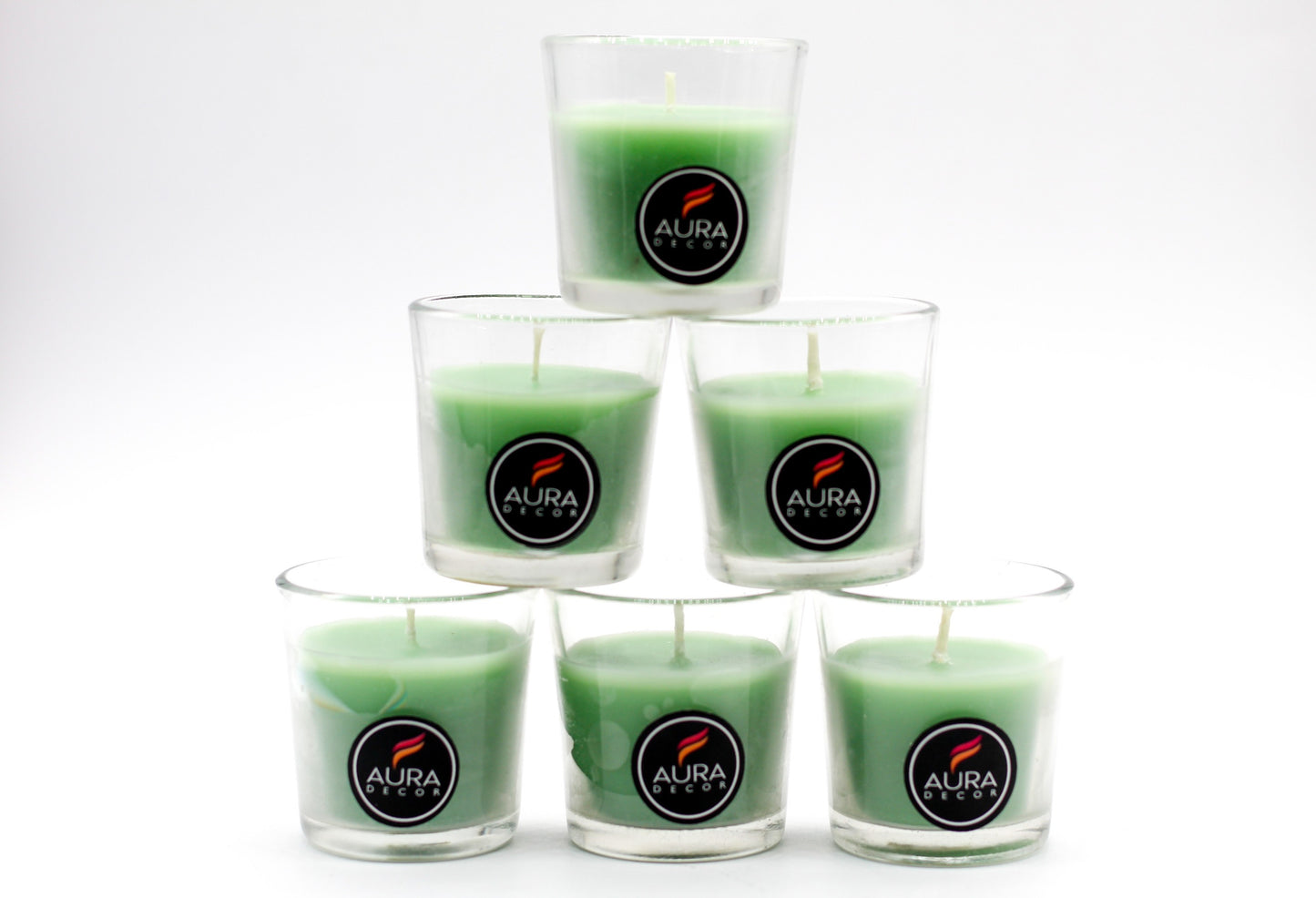 Green Glass Votive Candle AuraDecor
