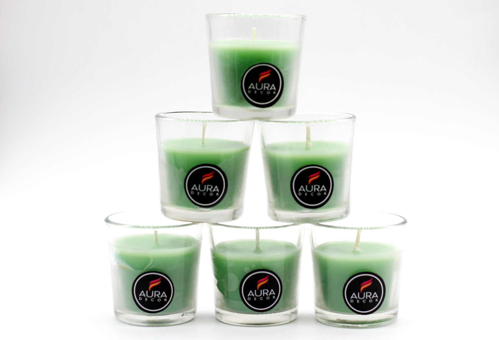Green Glass Votive Candle AuraDecor