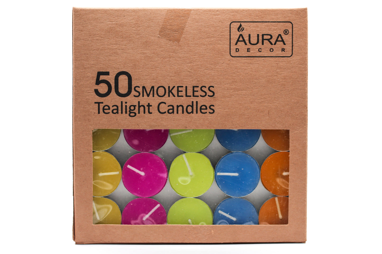 Pack of 50 MultiColour Tealight Candles - auradecor.co.in