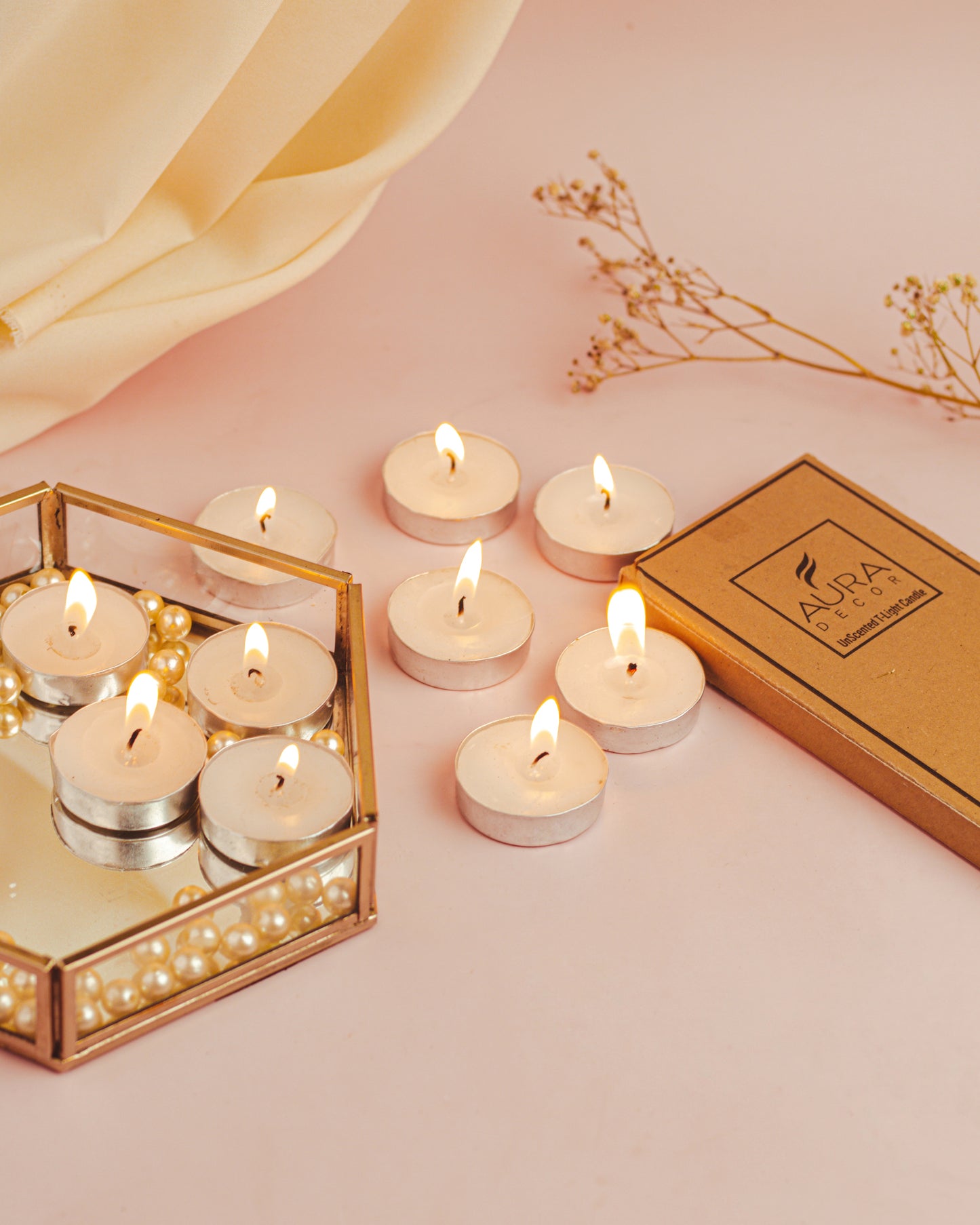 Pack of 10 Tealights, Unscented, Smokeless Tealight Candles