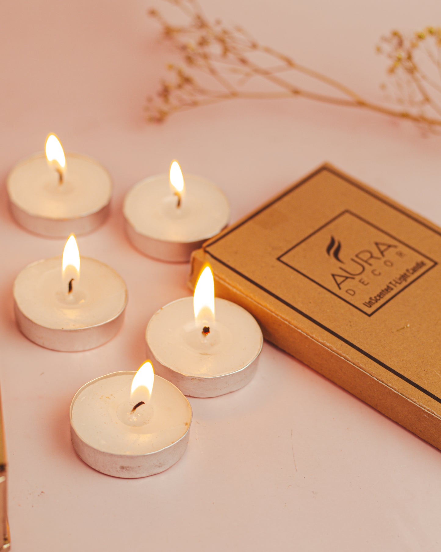 Pack of 10 Tealights, Unscented, Smokeless Tealight Candles