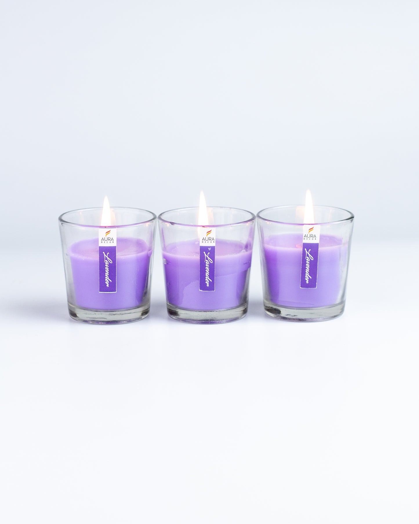 AuraDecor Glass Set of 3 Fragrance Votive Candle