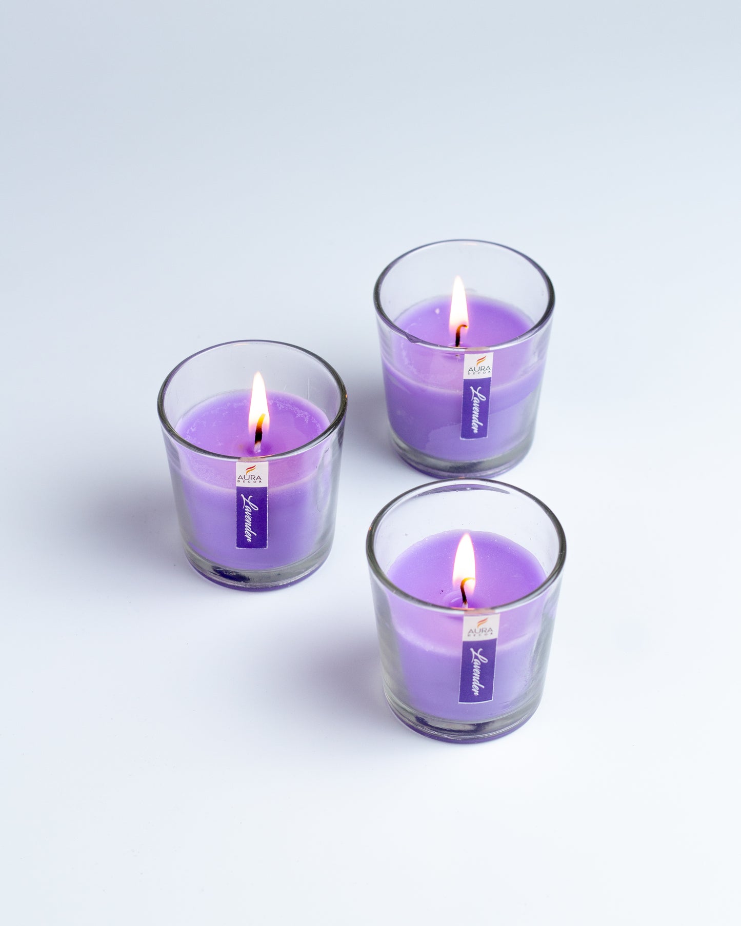 AuraDecor Glass Set of 3 Fragrance Votive Candle
