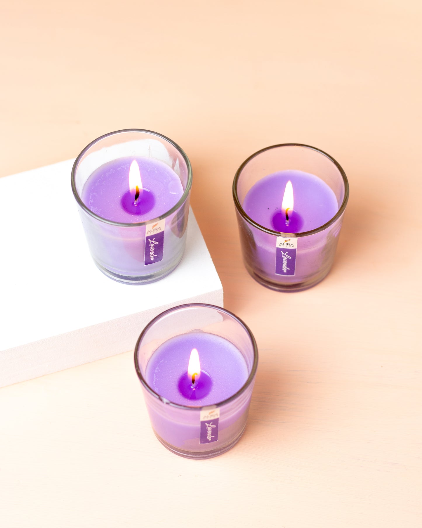 AuraDecor Glass Set of 3 Fragrance Votive Candle