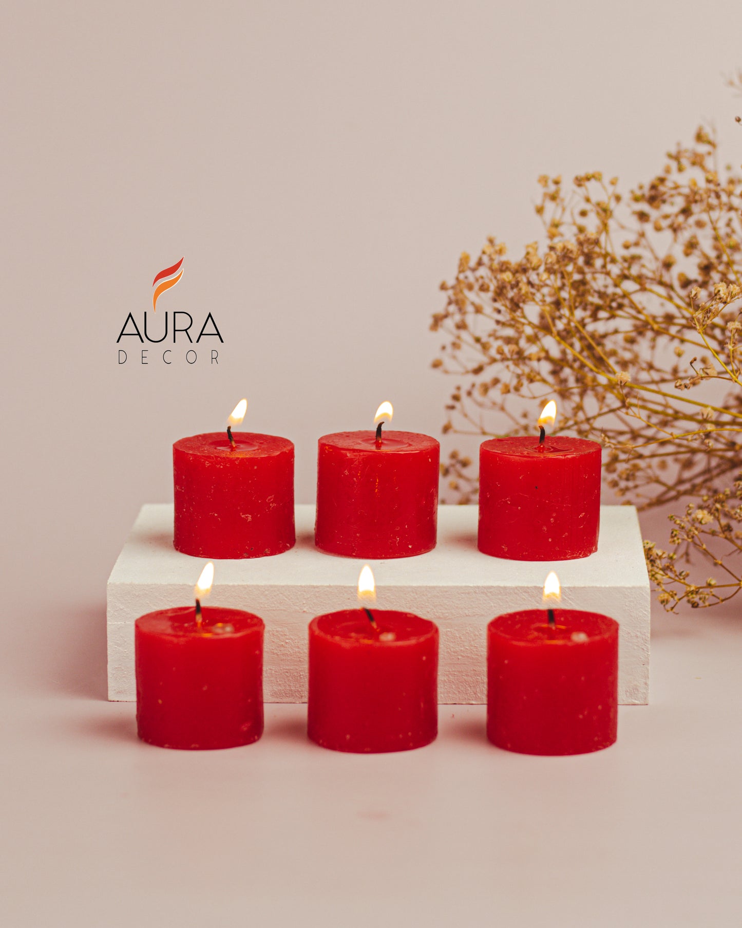 Set of 6 Rasberry Fragrance Votive Candle
