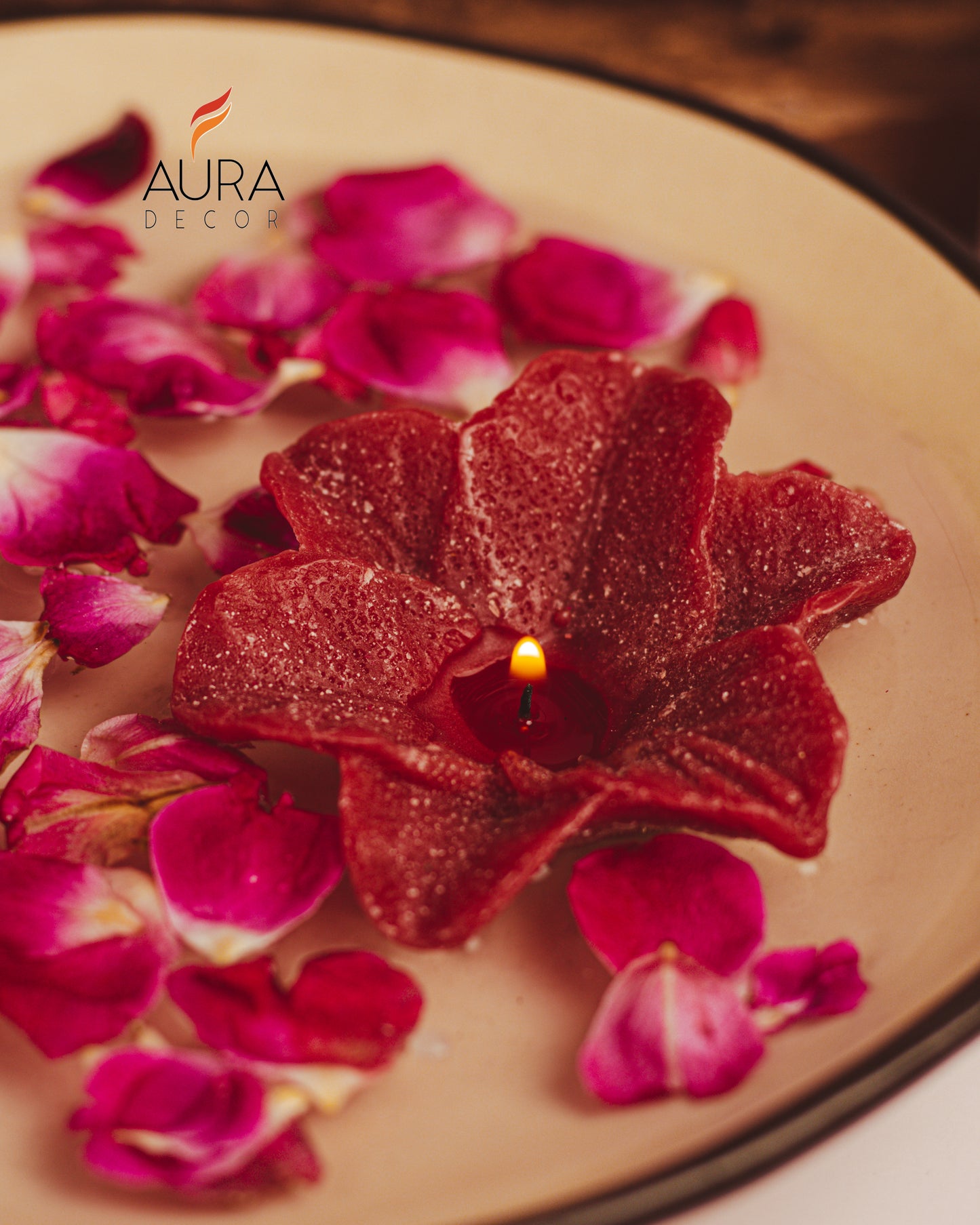 AuraDecor Aroma Diffuser Gift Set with Incense Sticks & Floating Candles ( Red , English Rose ) GS-15