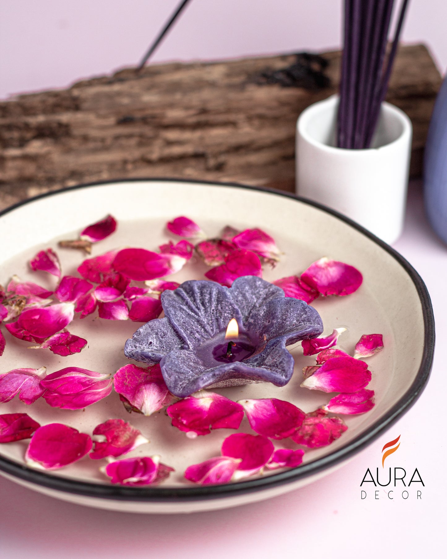 AuraDecor Aroma Diffuser Gift Set with Incense Sticks & Floating Candles ( Lavender Blue ) GS-15