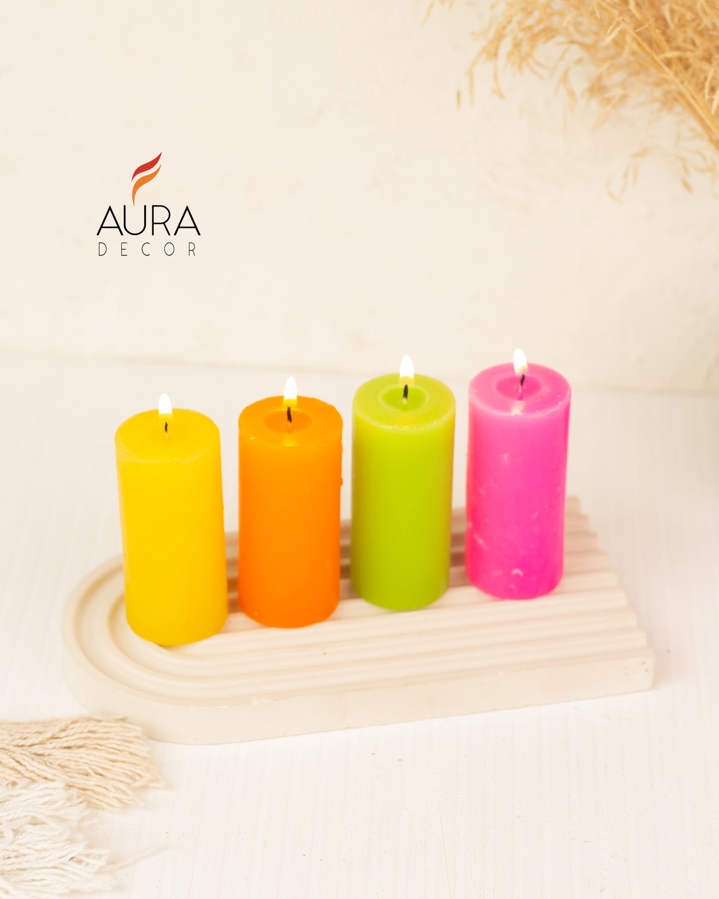 Mini Pillar Candles Set of 4 ( Fragrance )