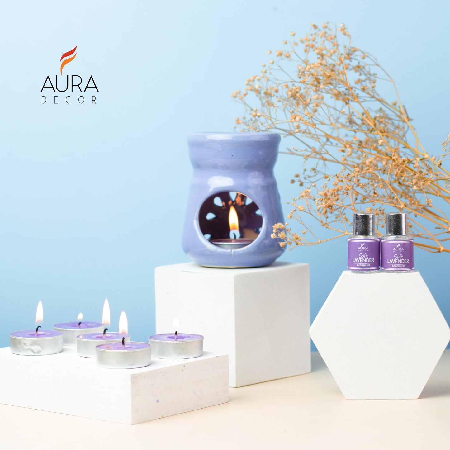 AuraDecor Aromatherapy Diffuser Gift Set with 6 Tealights (GS-09)