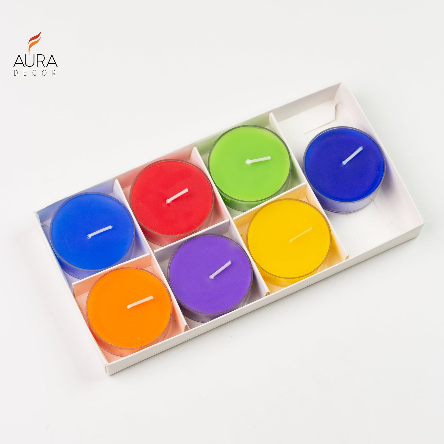 Bulk Buy AuraDecor 7 Chakras Tealight Candles ( Burning Time 9 hr ) ( 20 Packs )