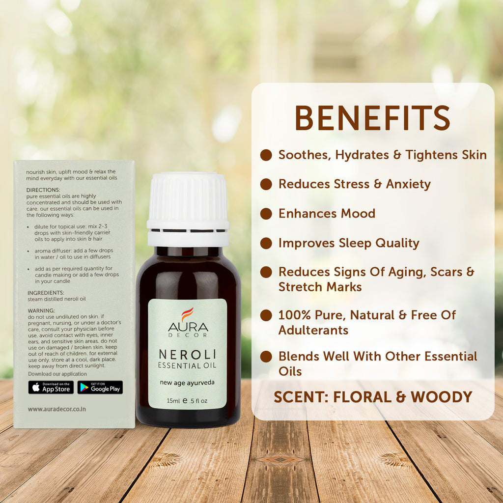 Neroli Essential Oil - 15ml for Skin, Hair, Face, Acne Care