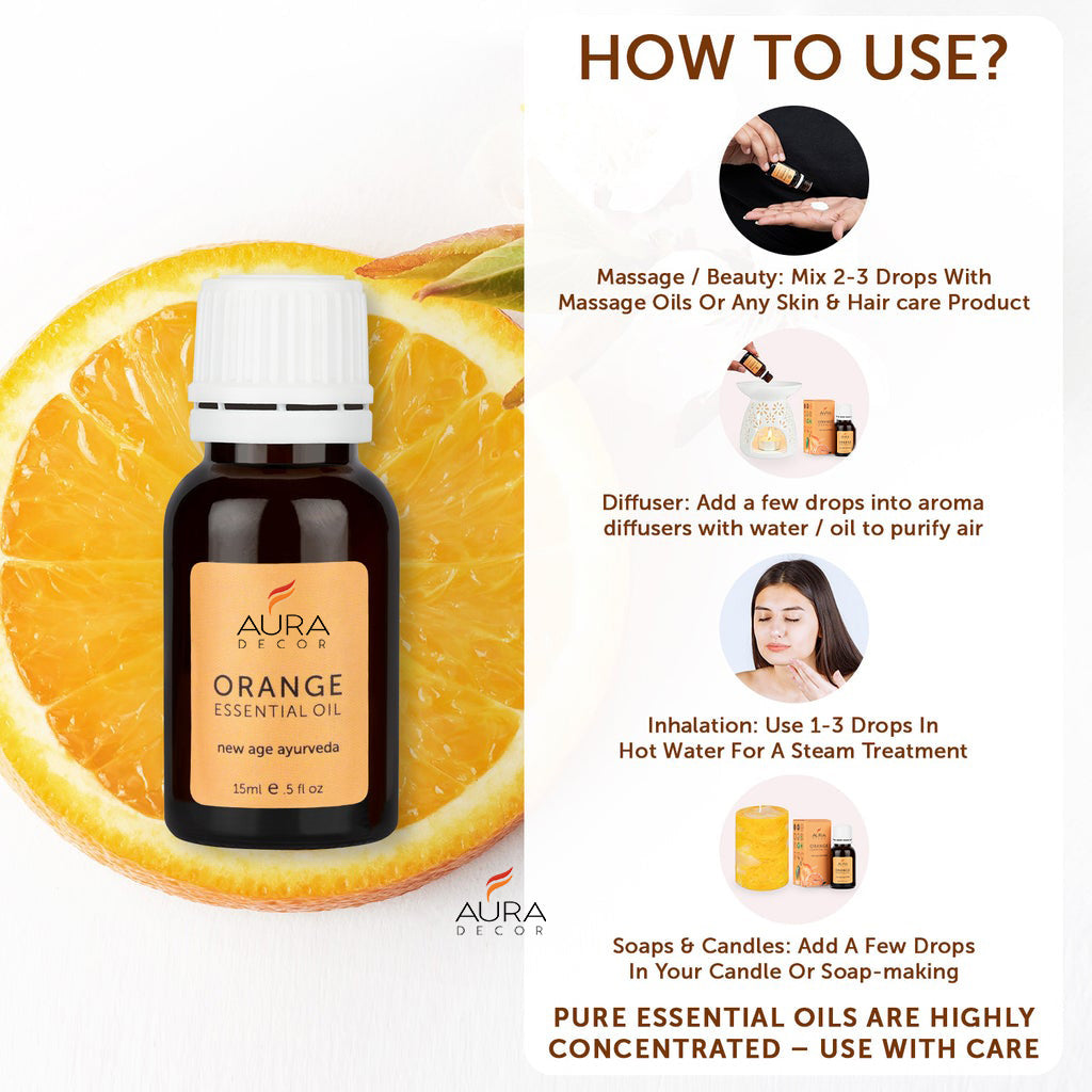 Orange Essential Oil - 15ml for Skin, Hair, Face, Acne Care