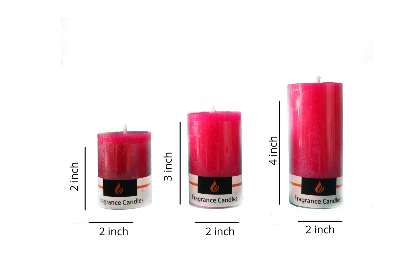 AuraDecor Fragrance Pillar Candle Set of 3 ( 2*2inch, 2*3inch , 2*4inch ) ( Bulk Buy 24 Sets )
