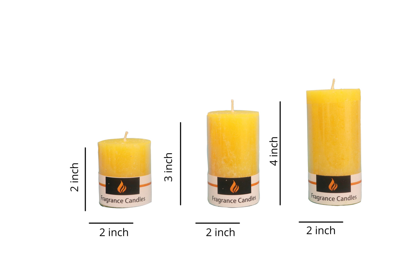 AuraDecor Fragrance Pillar Candle Set of 3 ( 2*2inch, 2*3inch , 2*4inch ) ( Bulk Buy 24 Sets )