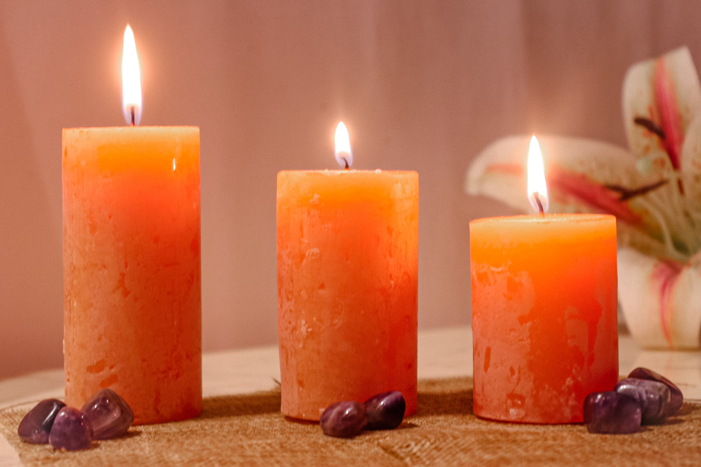 AuraDecor Fragrance Pillar Candle Set of 3 ( 2*2inch, 2*3inch , 2*4inch ) ( Bulk Buy 24 Sets )