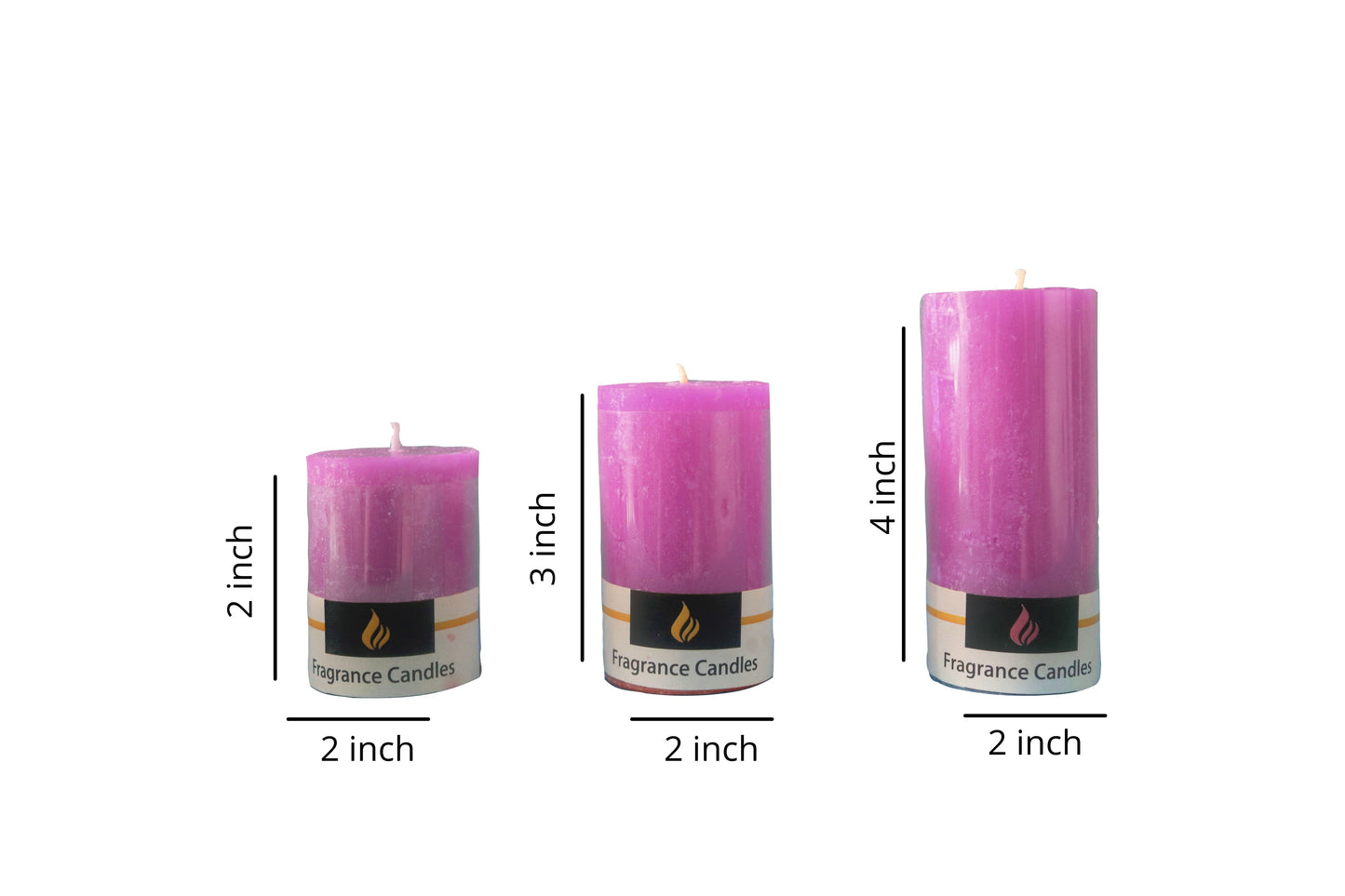 AuraDecor Fragrance Pillar Candle Set of 3 ( 2*2inch, 2*3inch , 2*4inch ) ( Bulk Buy 24 Sets )