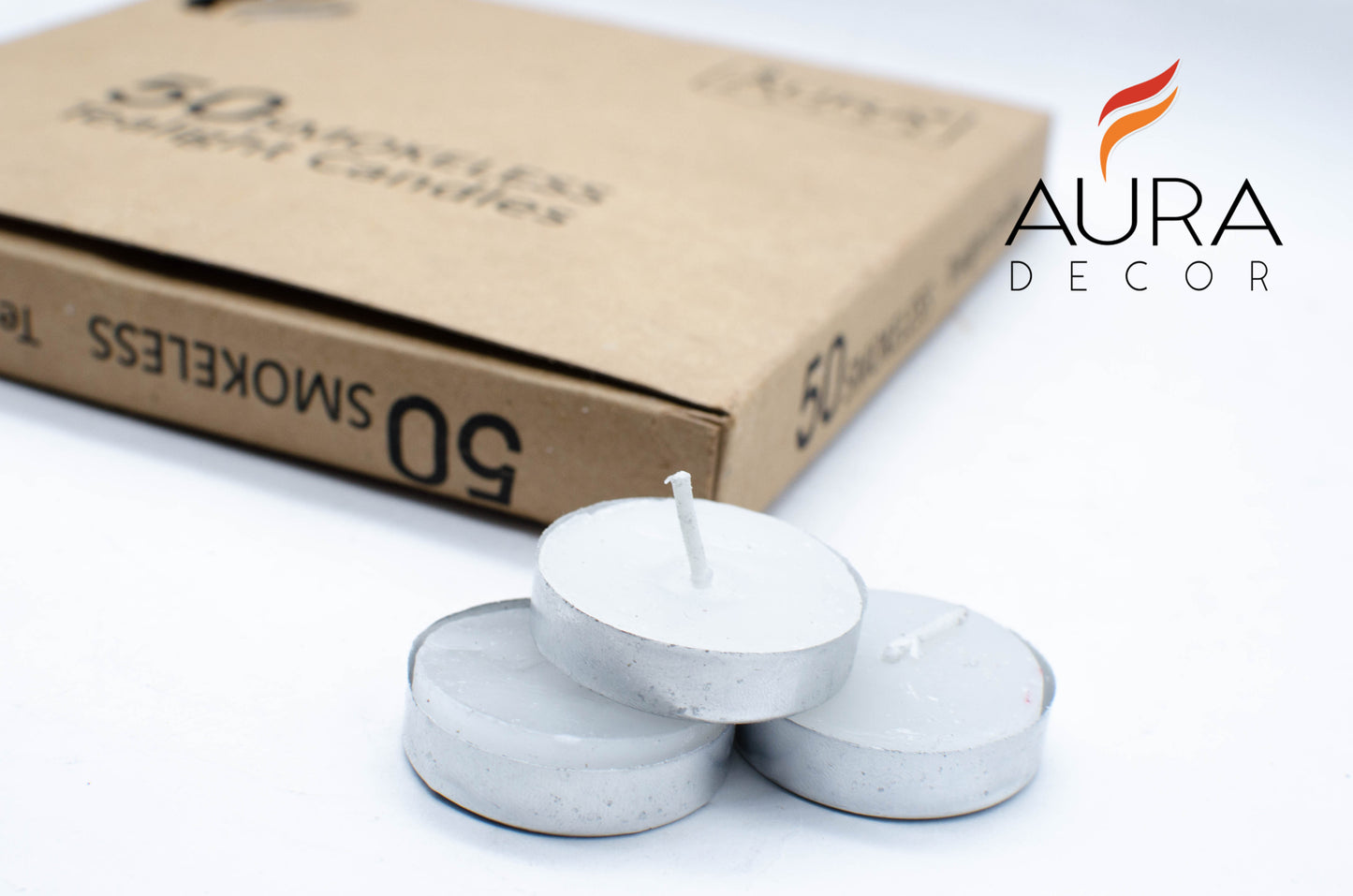 Pack of 50 Smokeless Tealight Candle (Burning Time 2.5 hours approx) - auradecor.co.in