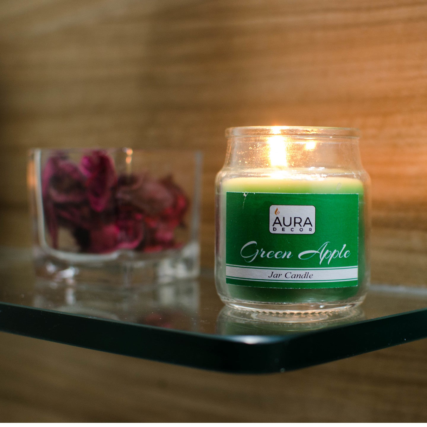 Pack of 3 Fragrance Jar Candles Lemon, Green Apple & Rose - auradecor.co.in