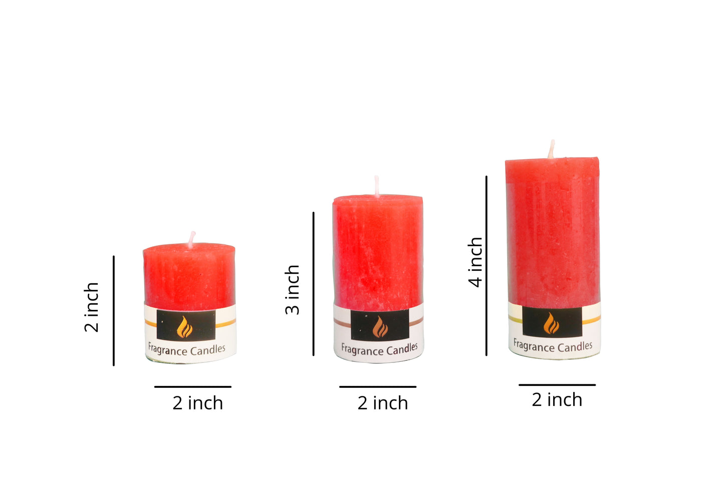 AuraDecor Fragrance Pillar Candle Set of 3 ( 2*2inch, 2*3inch , 2*4inch ) ( Bulk Buy 24 Sets )