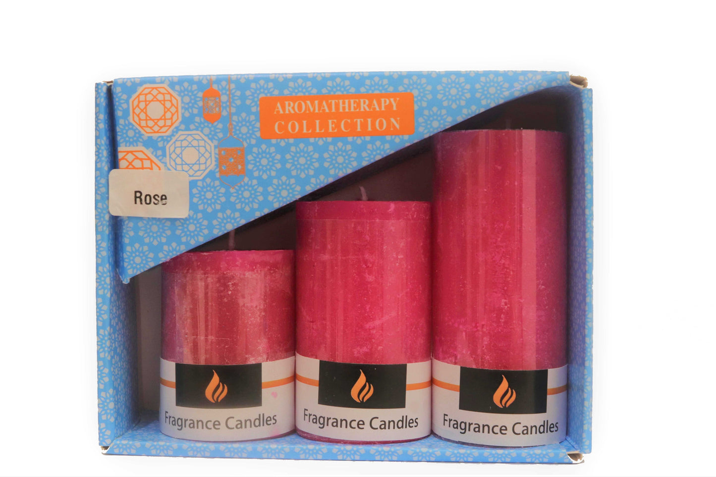 AuraDecor Fragrance Pillar Candle Set of 3 ( 2*2inch, 2*3inch , 2*4inch ) ( Bulk Buy 24 Sets )