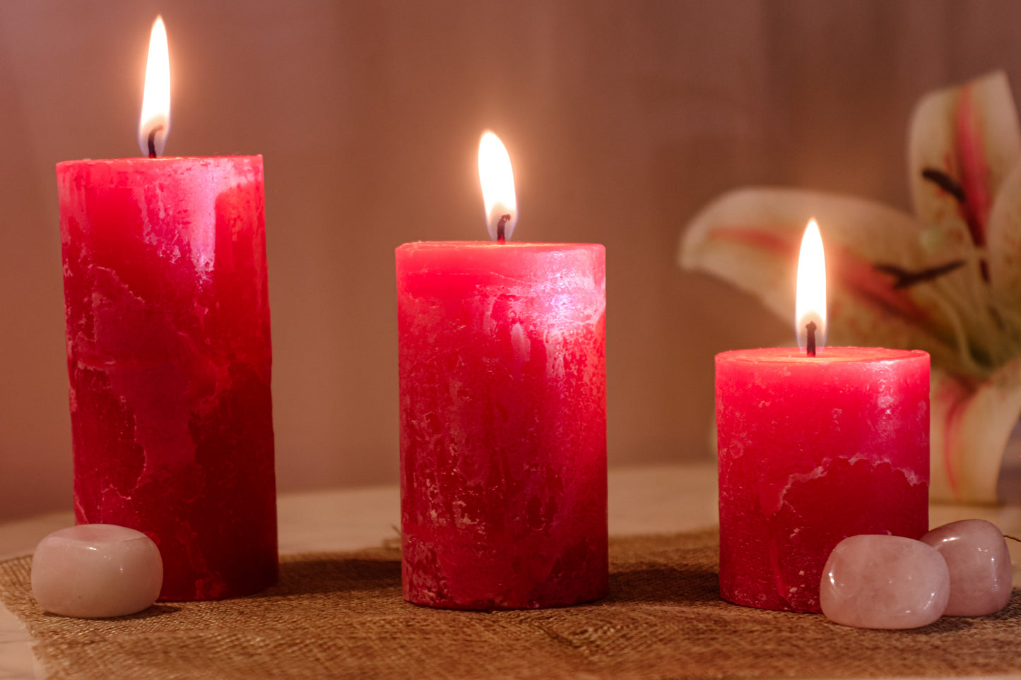 AuraDecor Fragrance Pillar Candle Set of 3 ( 2*2inch, 2*3inch , 2*4inch ) ( Bulk Buy 24 Sets )