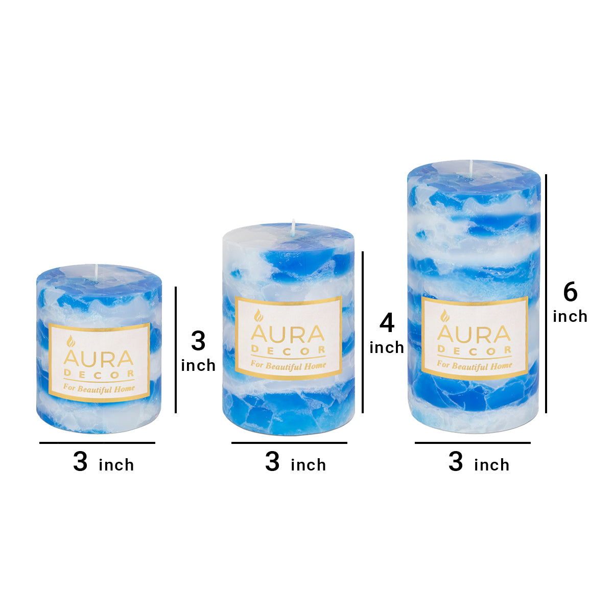 Bulk Buy Pillar Candle Set of 3 Candles ( 3*3, 3*4 , 3*6 Inches ) ( 12 Set Bulk Buy )