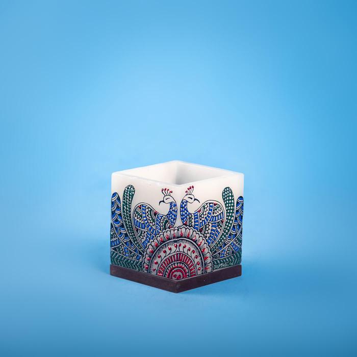 AuraDecor 4*4*4 Inch White Square Hollow Candle