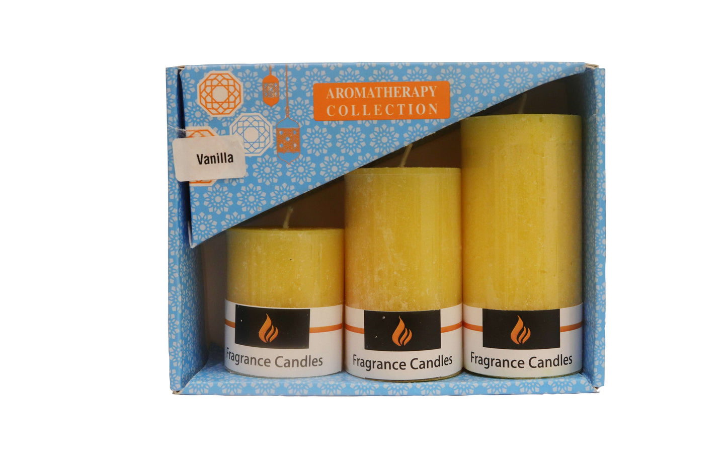 AuraDecor Fragrance Pillar Candle Set of 3 ( 2*2inch, 2*3inch , 2*4inch ) ( Bulk Buy 24 Sets )