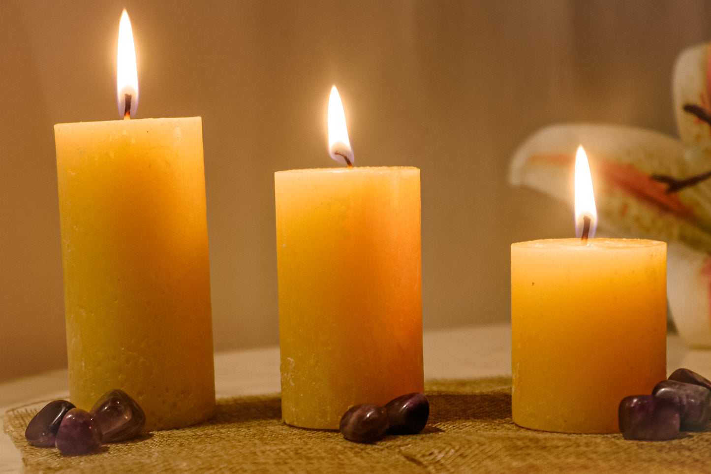 AuraDecor Fragrance Pillar Candle Set of 3 ( 2*2inch, 2*3inch , 2*4inch ) ( Bulk Buy 24 Sets )