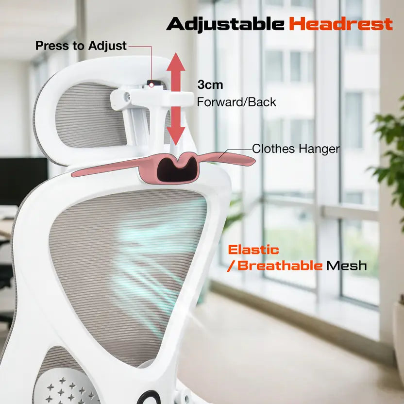 Auradecor Drift Ergonomic Mesh Office Chair with Adjustable Headrest