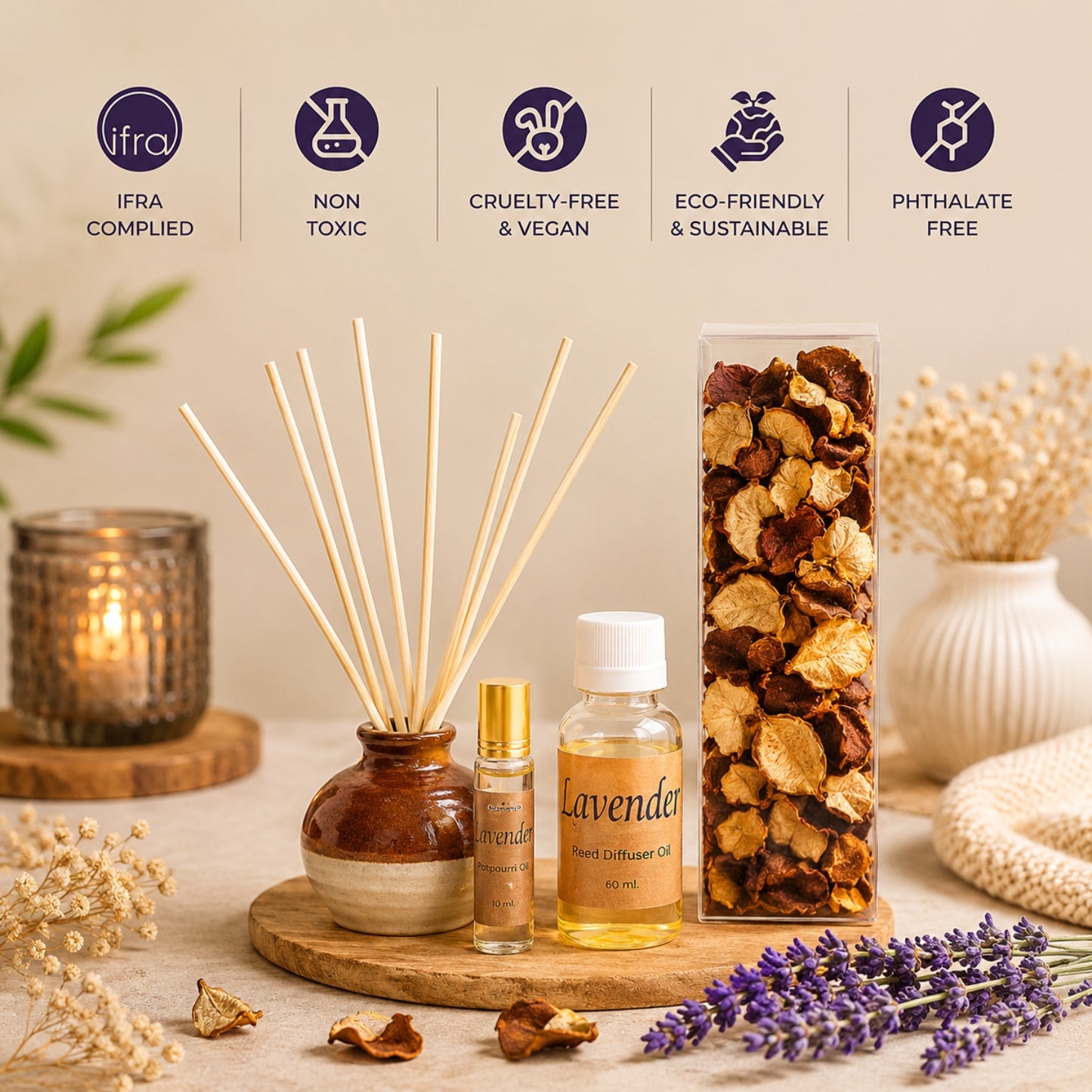 Reed Diffuser Gift Set with Potpourri Master Box 20 Pcs ( RD-10 )