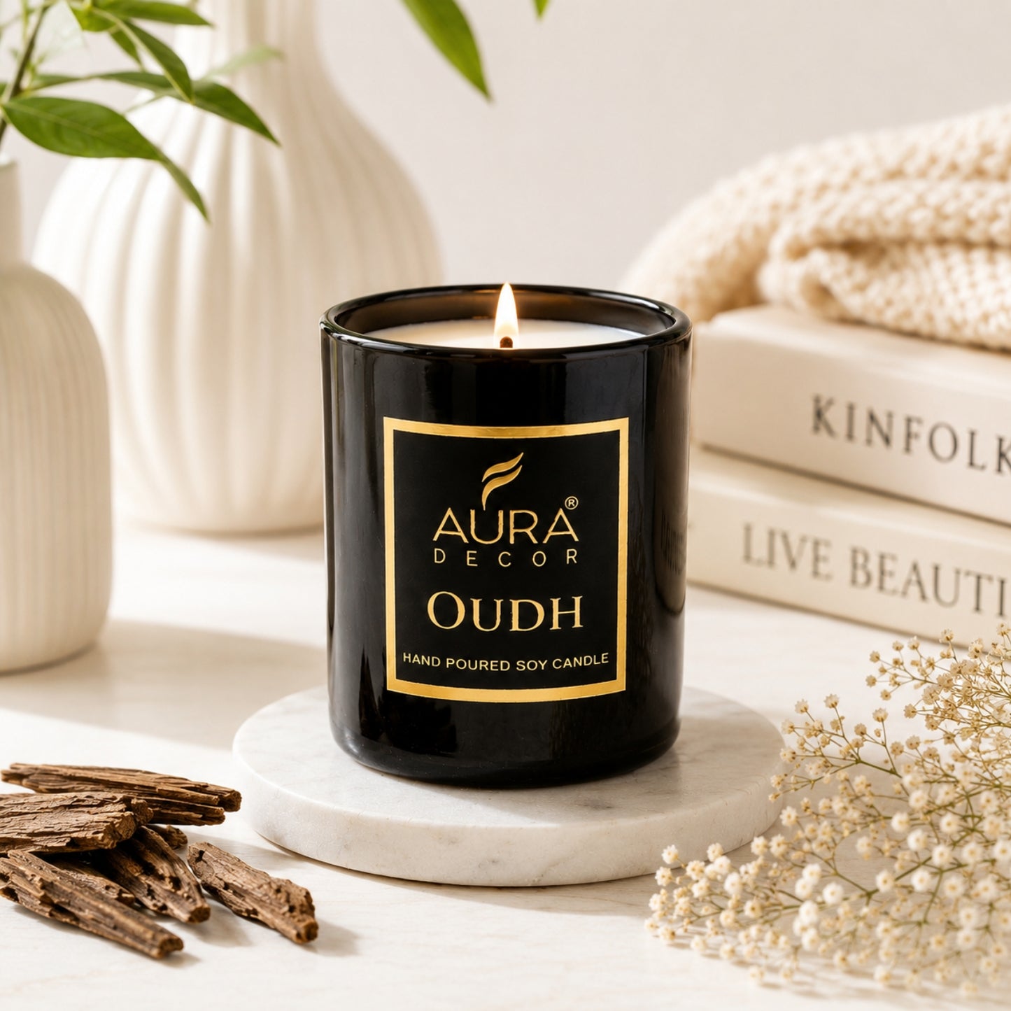 Bulk Buy Black Glass Candle with Wooden Lid & Wooden Wick & Gift Box Packaging ( 50 Pcs )