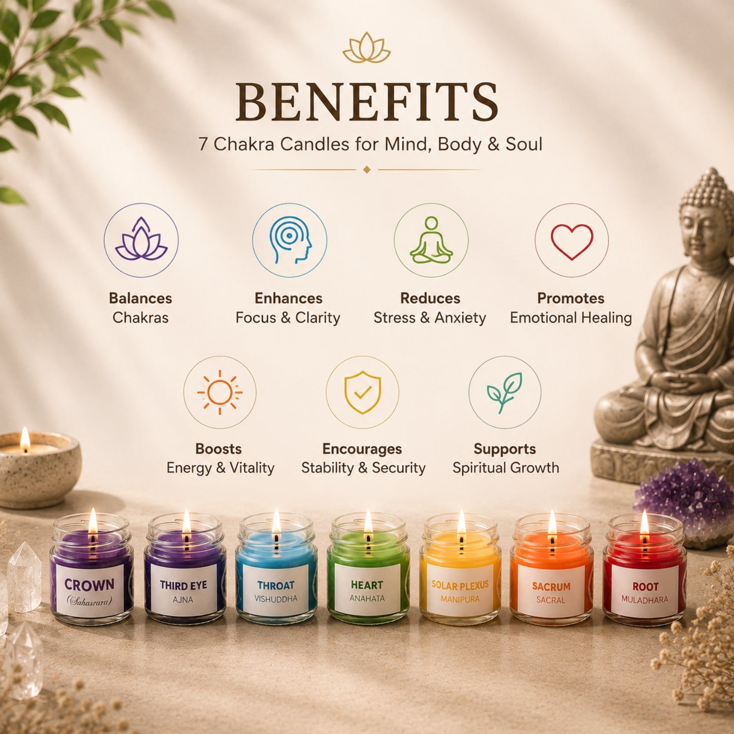 AuraDecor 7 Chakra Candles ( Gift Set )
