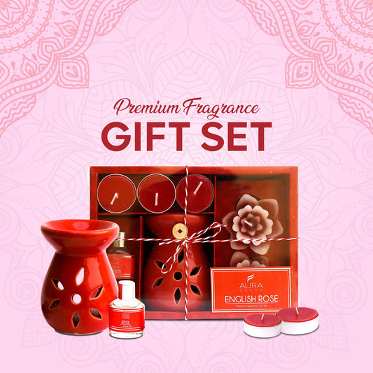 Aromatherapy Diffuser Gift Set with 4 Tealights & 2 Aroma Oil & 2 Floating Candles (GS-11)