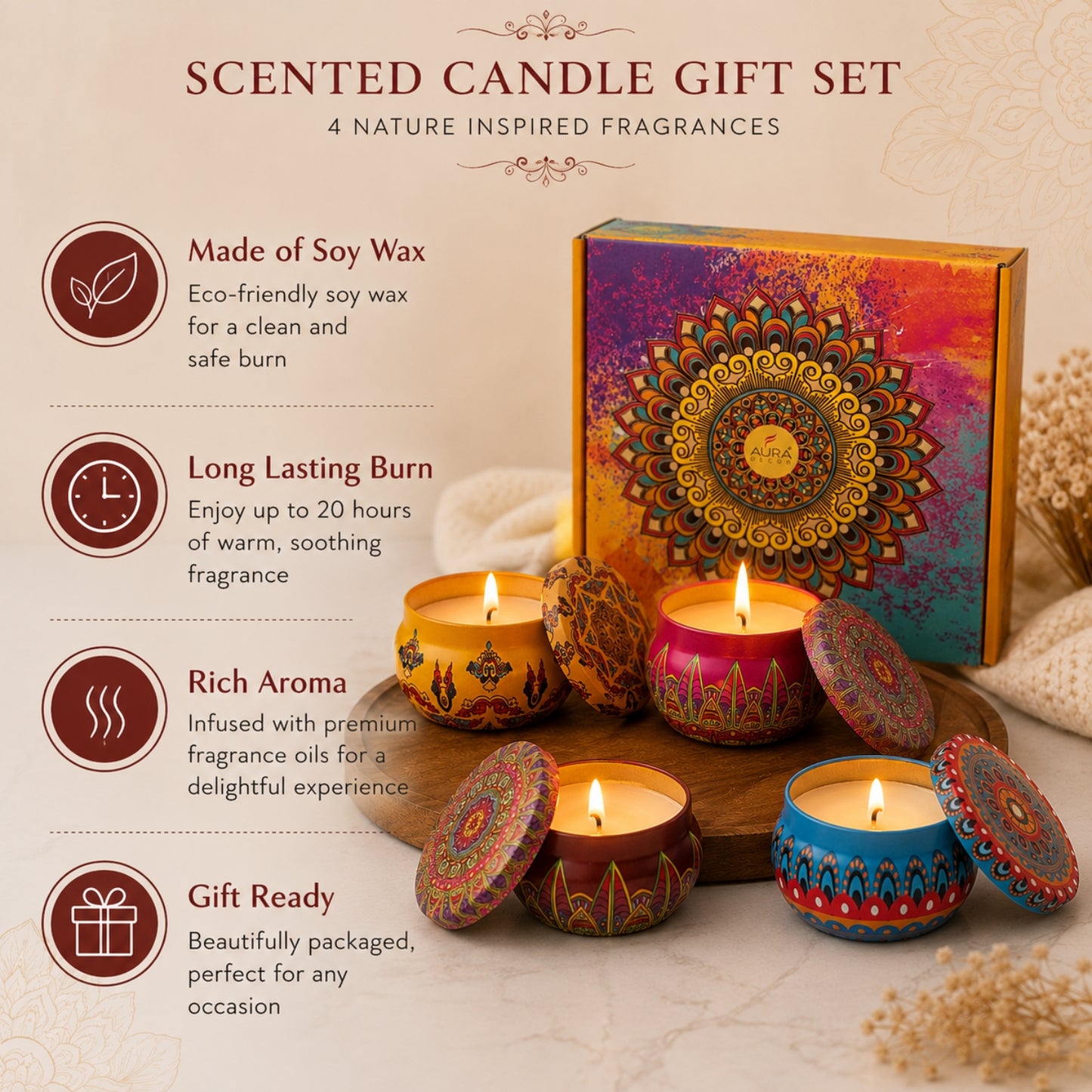 Morrocan Tin Gift Set |Set of 4|