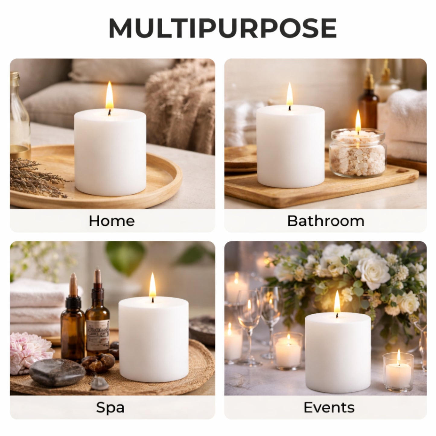 AuraDecor Pillar Candle ( 3*3 Inch ) ( White , Unscented )