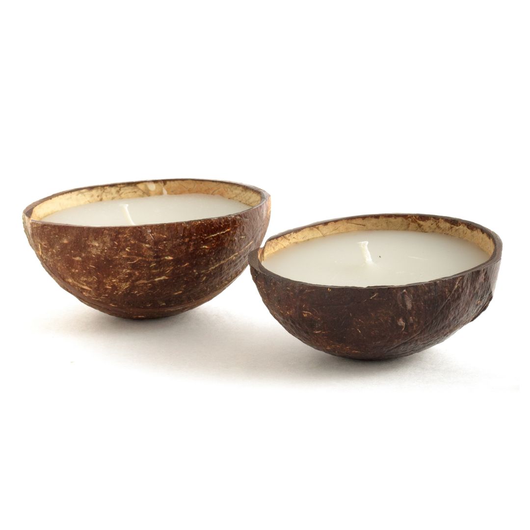 Coconut Shell Candle/Diya | Eco-Friendly Scented Soy Wax Candles Set of 2