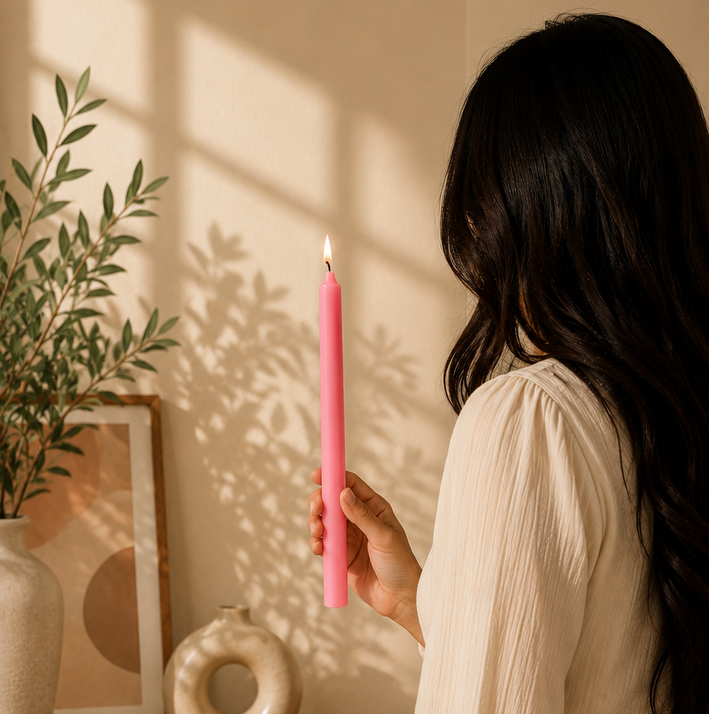 AuraDecor Large Stick Candles | Long Burning| Pack of 10