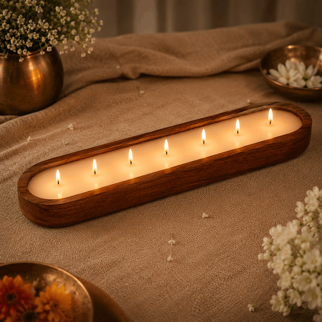 Auradecor Wooden Urli Candle