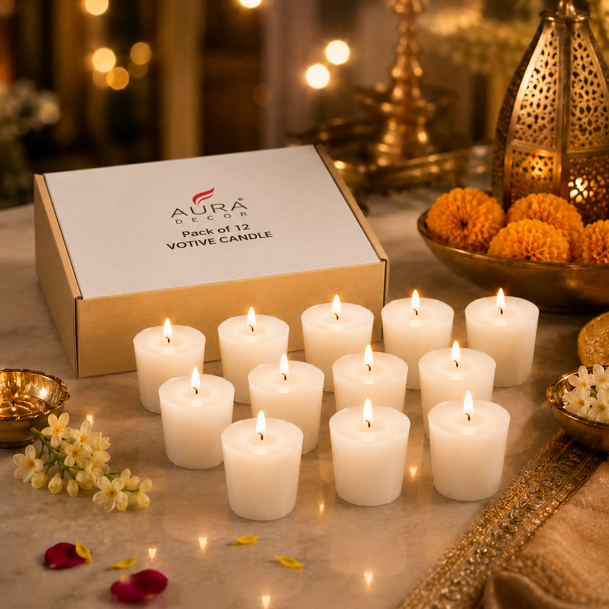 Auradecor Votive Pack of 12 Pillar Candle