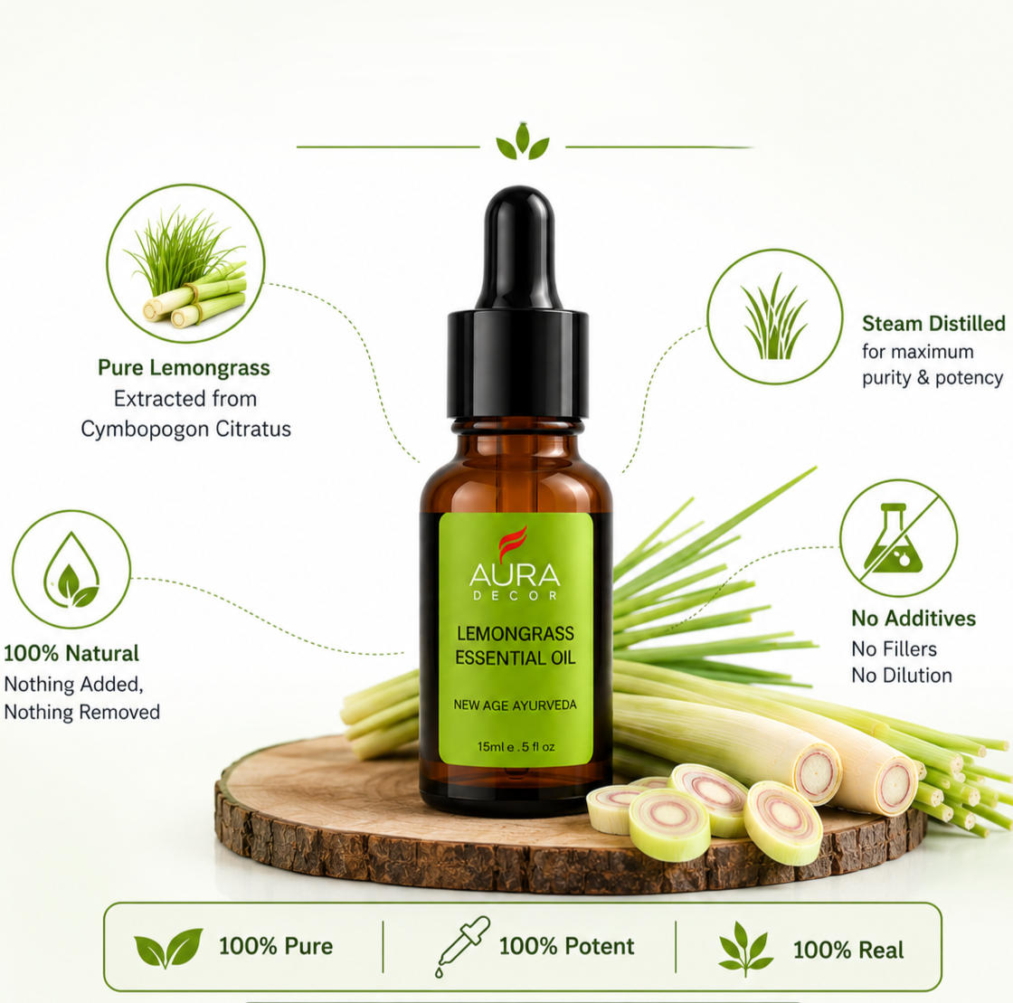 Lemon Essential Oil - 15ml for Skin, Hair, Face, Acne Care