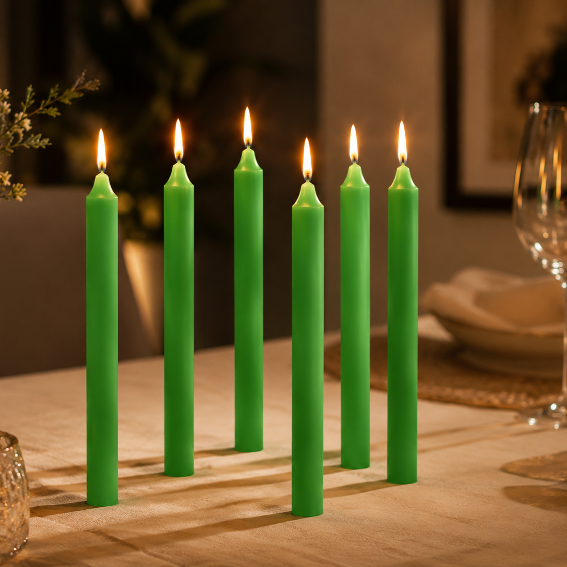 AuraDecor Large Stick Candles | Long Burning| Pack of 10