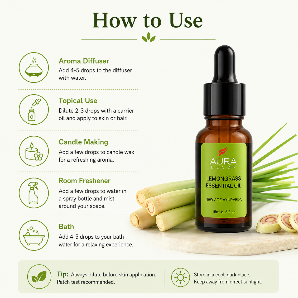 Lemon Essential Oil - 15ml for Skin, Hair, Face, Acne Care