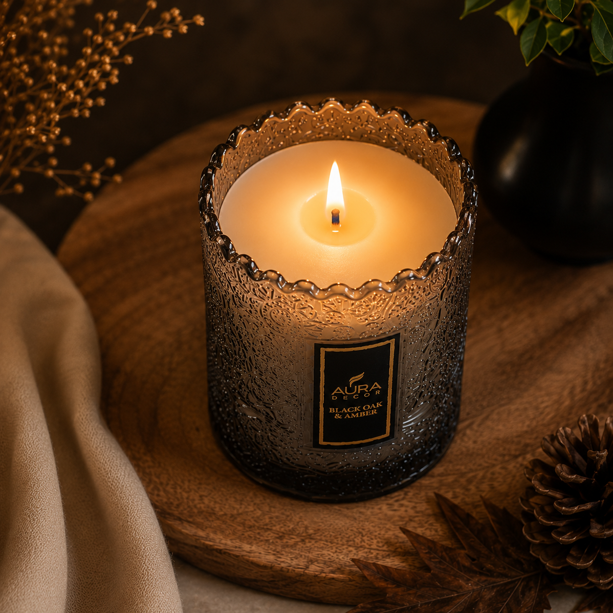 AuraDecor Eclipse Premium Scented Jar Candle | Soy Wax | Luxury Glass Candle | 2 Fragrance Variants