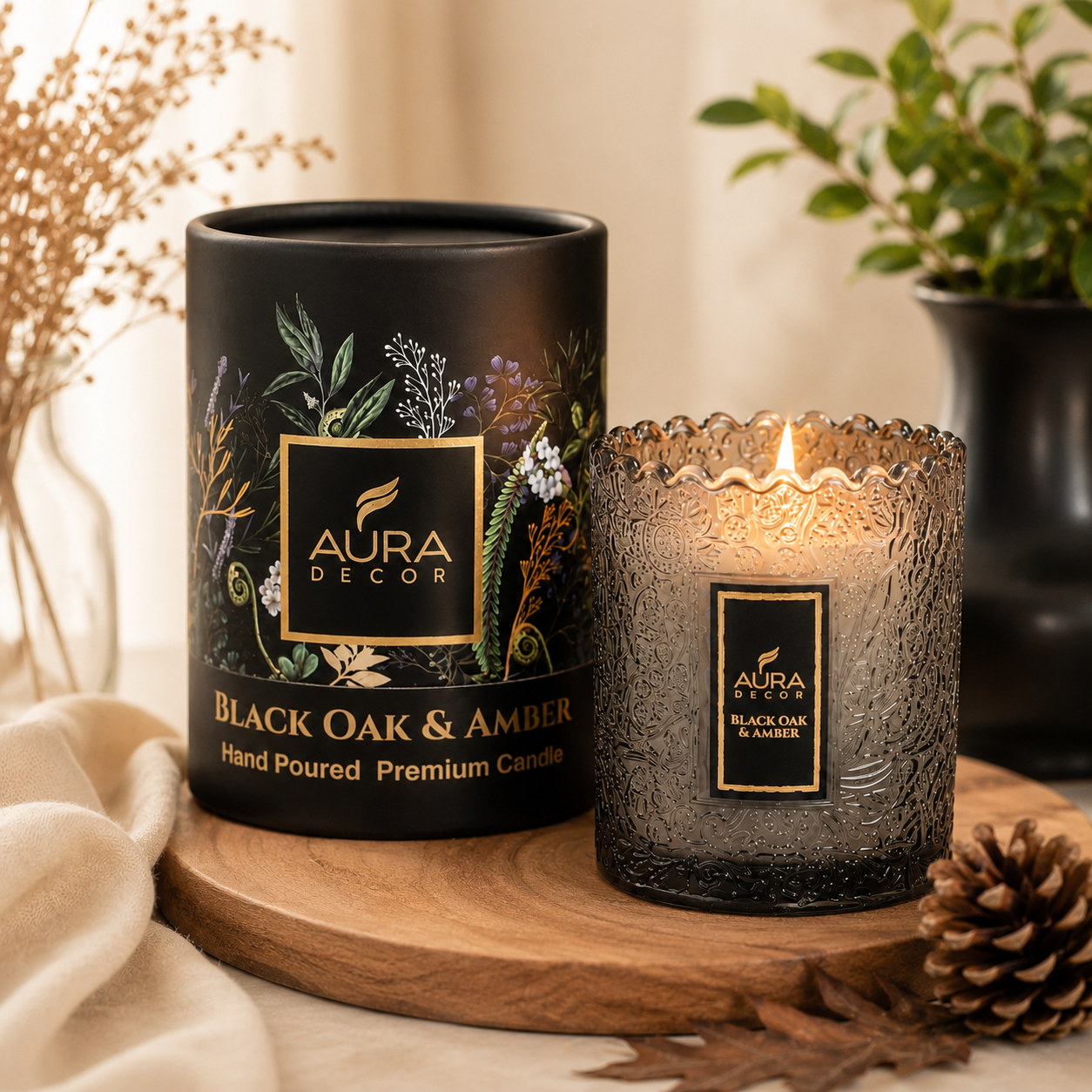 AuraDecor Eclipse Premium Scented Jar Candle | Soy Wax | Luxury Glass Candle | 2 Fragrance Variants