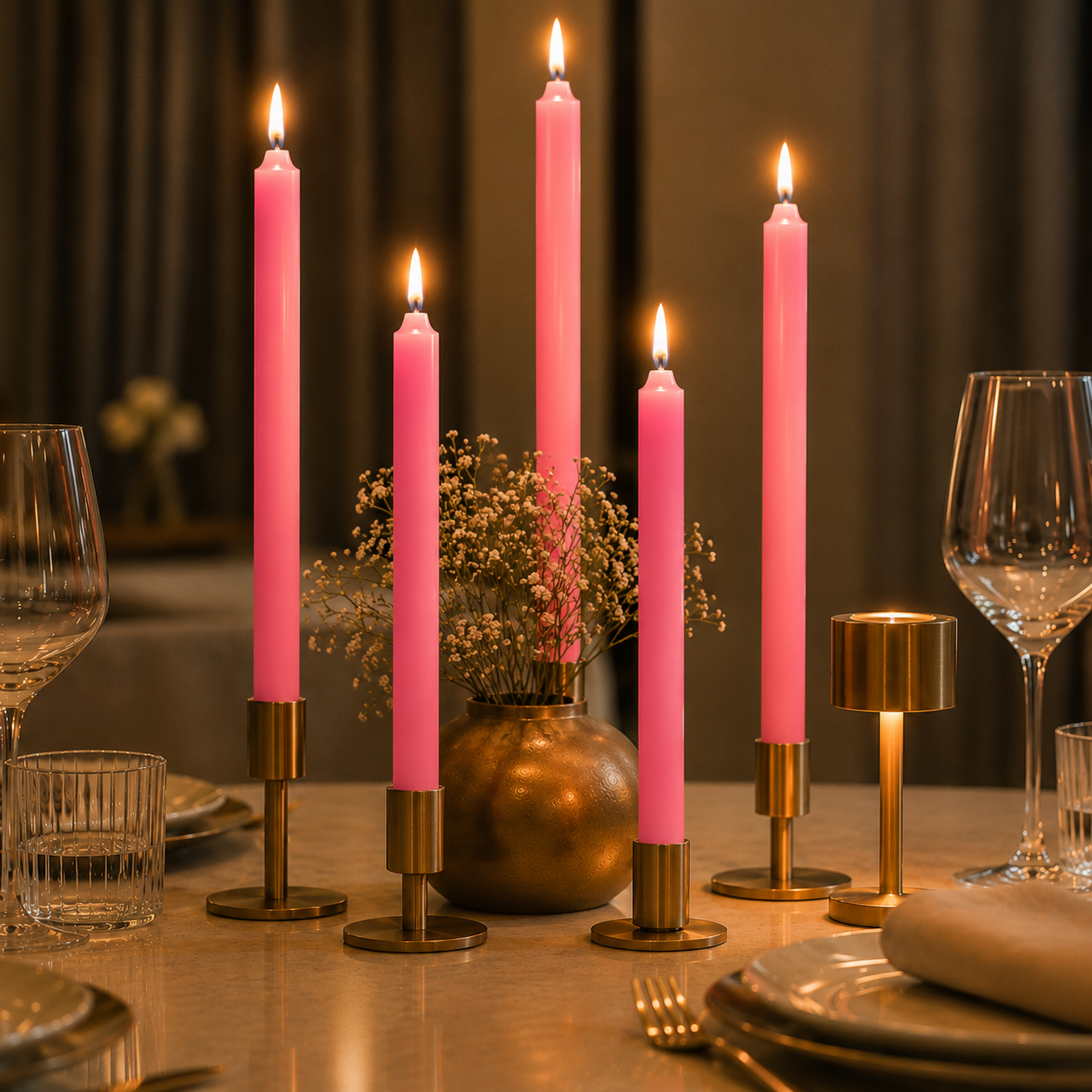 AuraDecor Large Stick Candles | Long Burning| Pack of 10