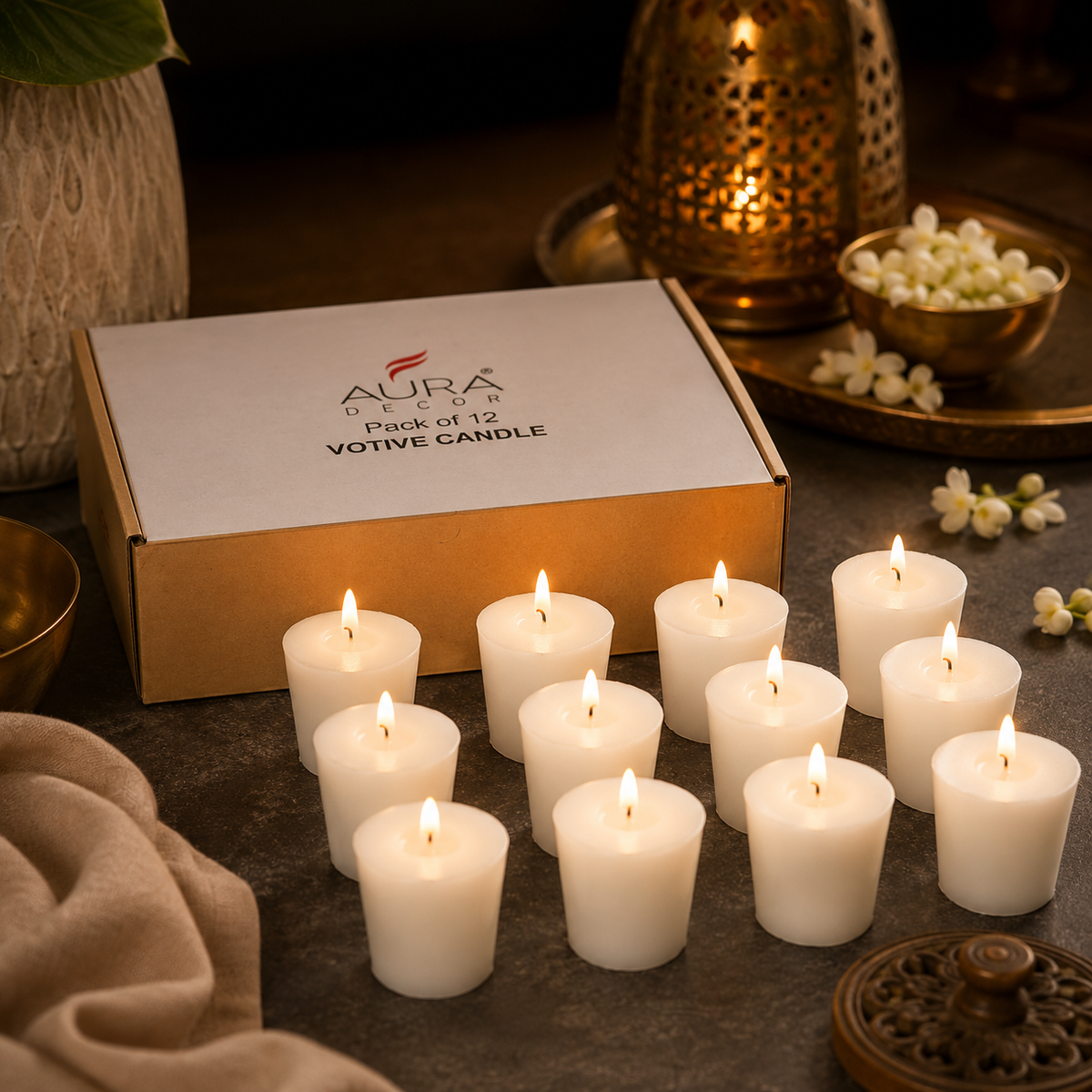 Auradecor Votive Pack of 12 Pillar Candle