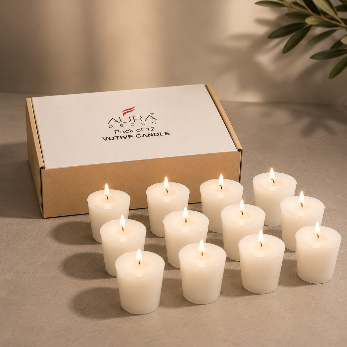 Auradecor Votive Pack of 12 Pillar Candle